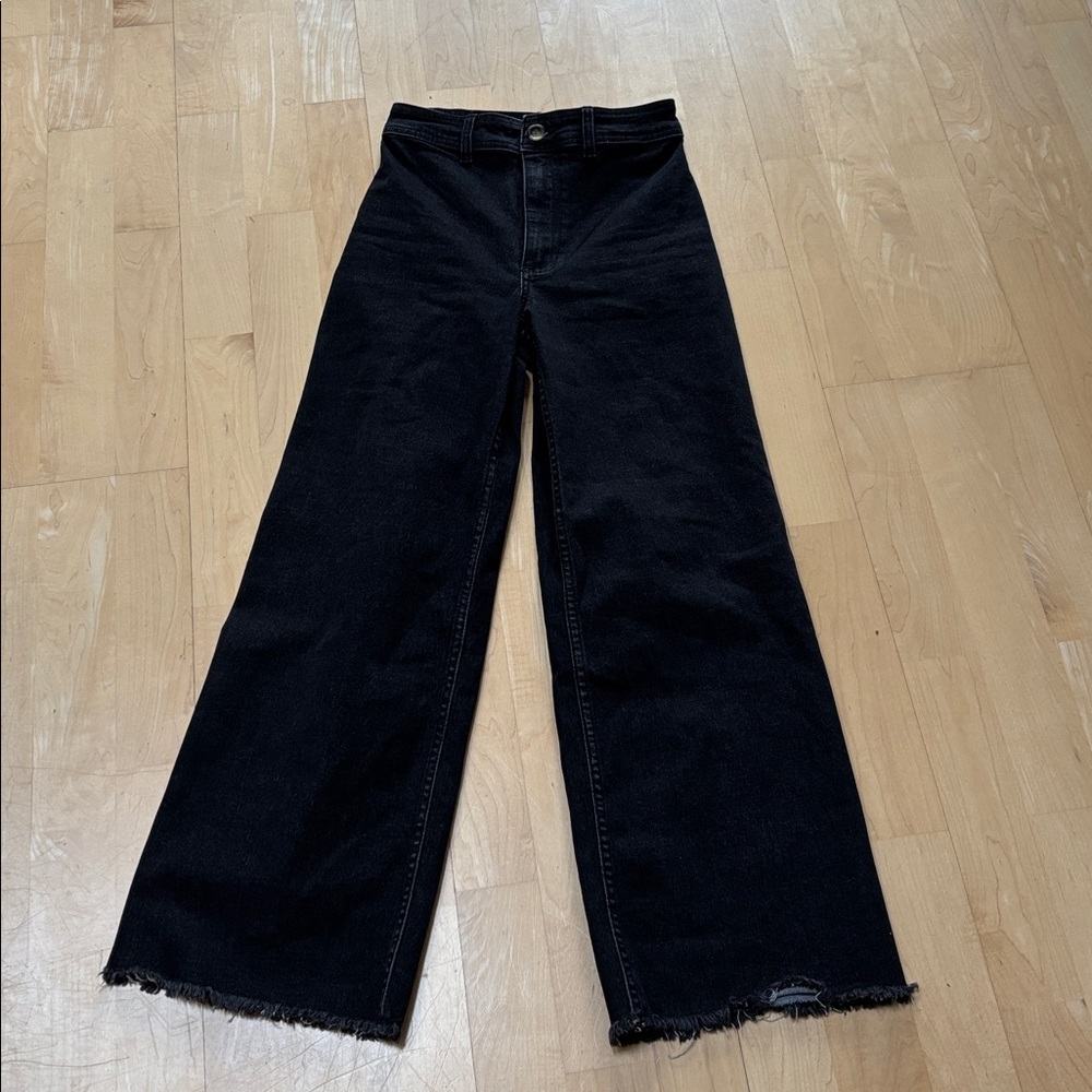 Billabong Black Wide-Leg Flare Jeans with Raw Hem